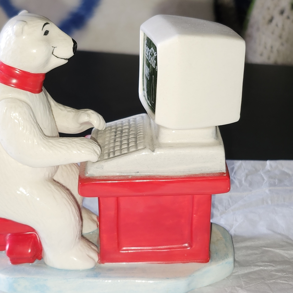 Polar Bear Computer Figurine - Red and White